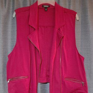 Torrid Raspberry Red Moto Vest Size 3